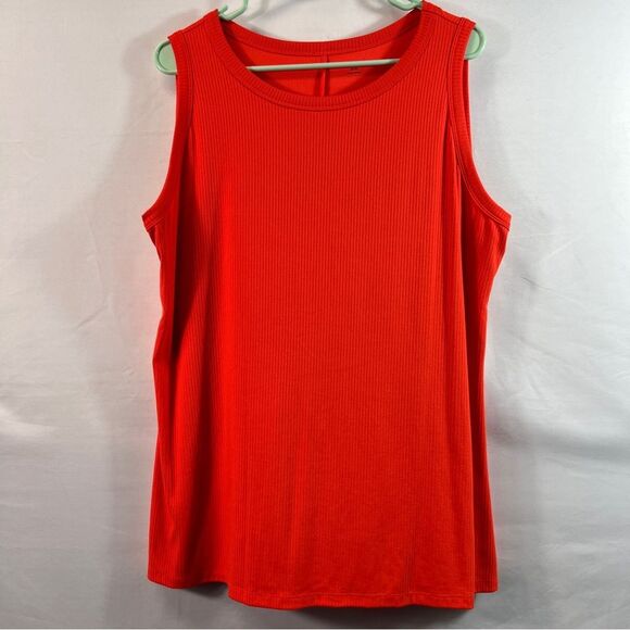 Lane Bryant Womens Orange Fitted High-Neck Ribbed Tank 0622 - Picture 1 of 13